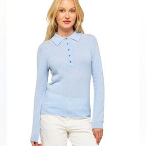 Amaya Azure Cashmere Polo Sweater M (Size 5)